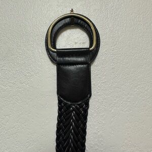 Vintage Chocolate Brown Braided Leather Belt with Gold Buckle